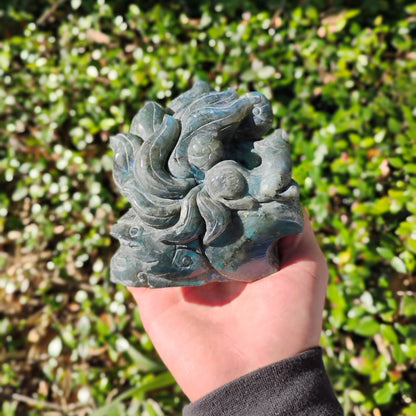 Hand Carved Labradorite Fox