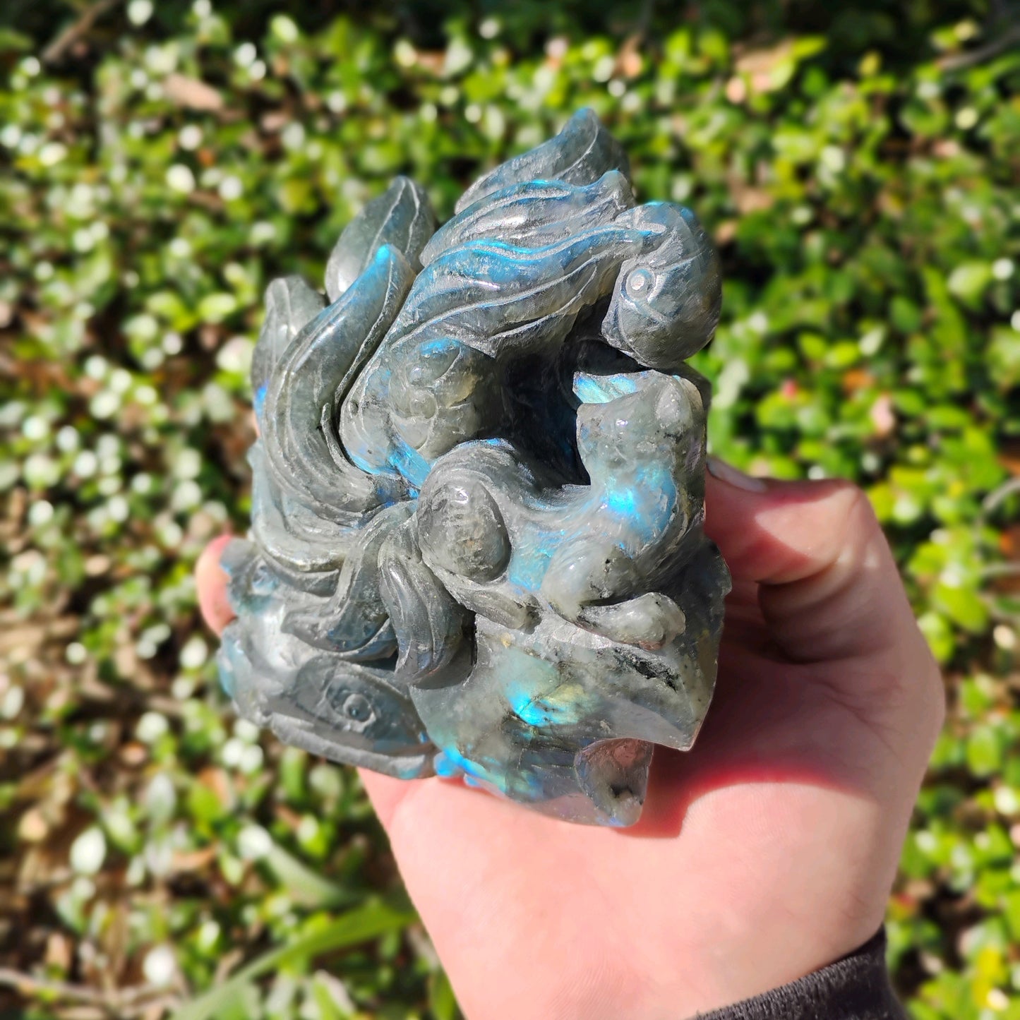 Hand Carved Labradorite Fox