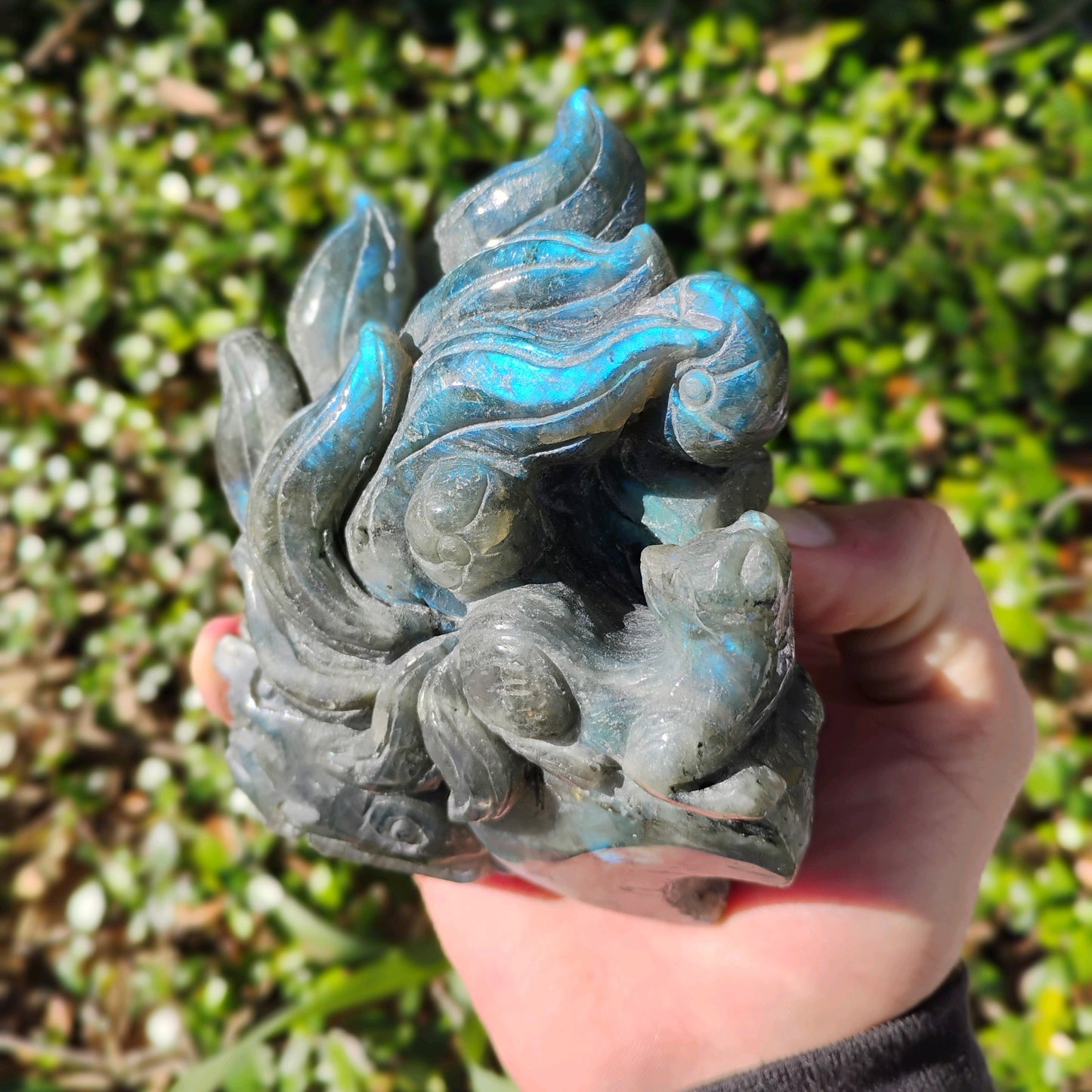 Hand Carved Labradorite Fox