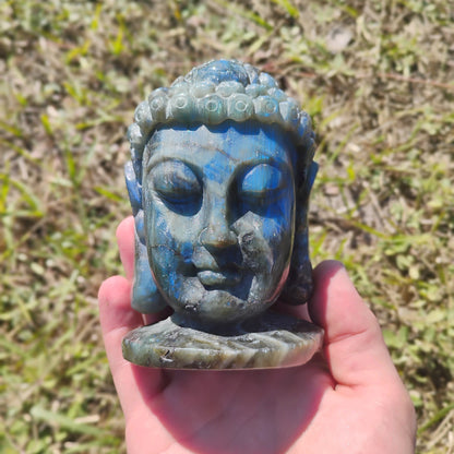 Hand Carved Laboradorite Buddah Head