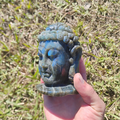 Hand Carved Laboradorite Buddah Head