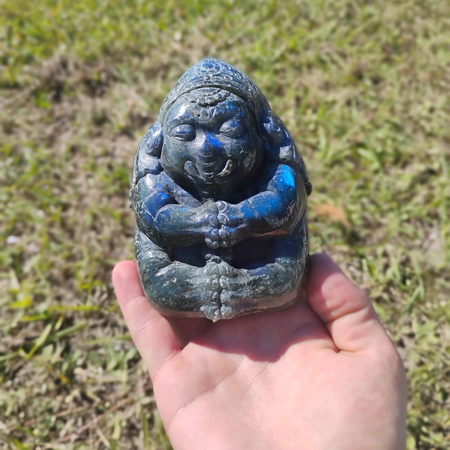 Hand Carved Laboradorite Ganesha