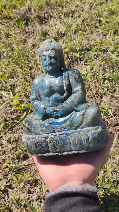 Hand Carved Laboradorite Buddah