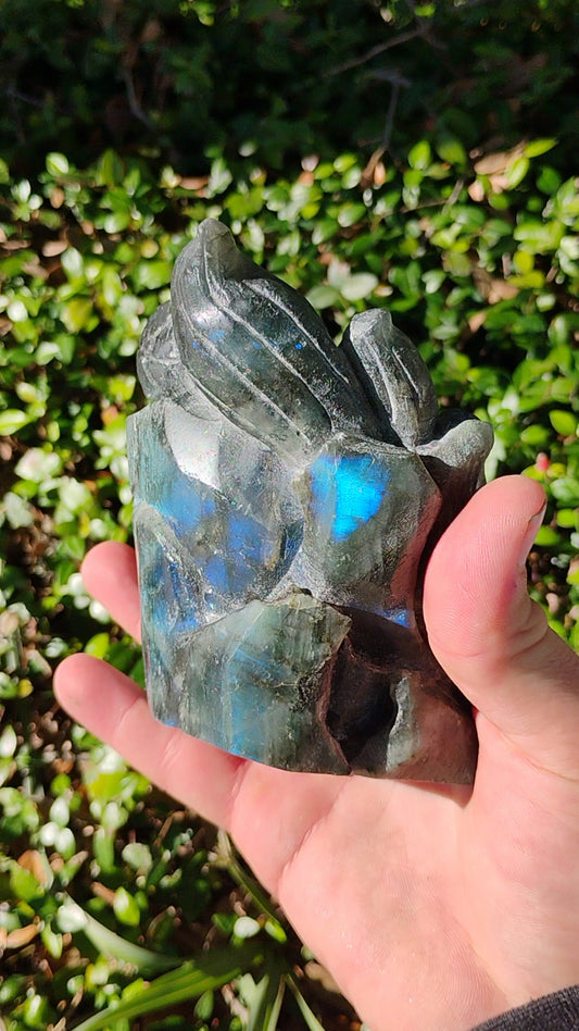 Hand Carved Labradorite Fox