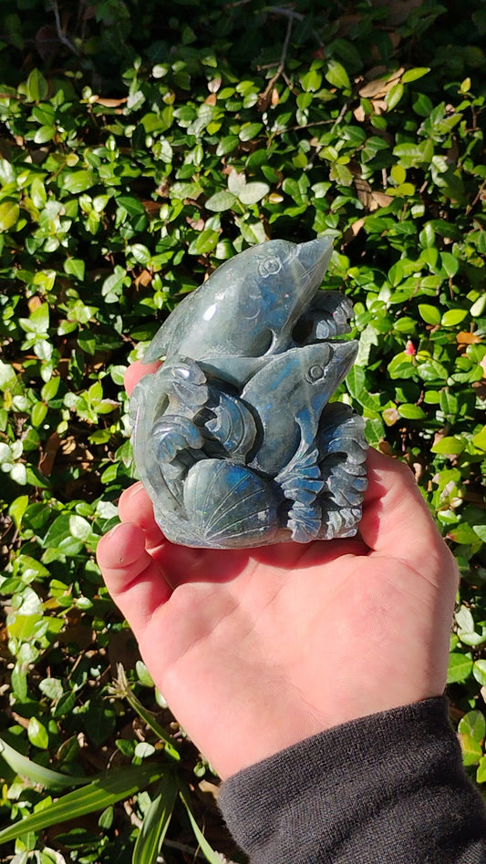 Hand Carver Laboradorite Dolphin